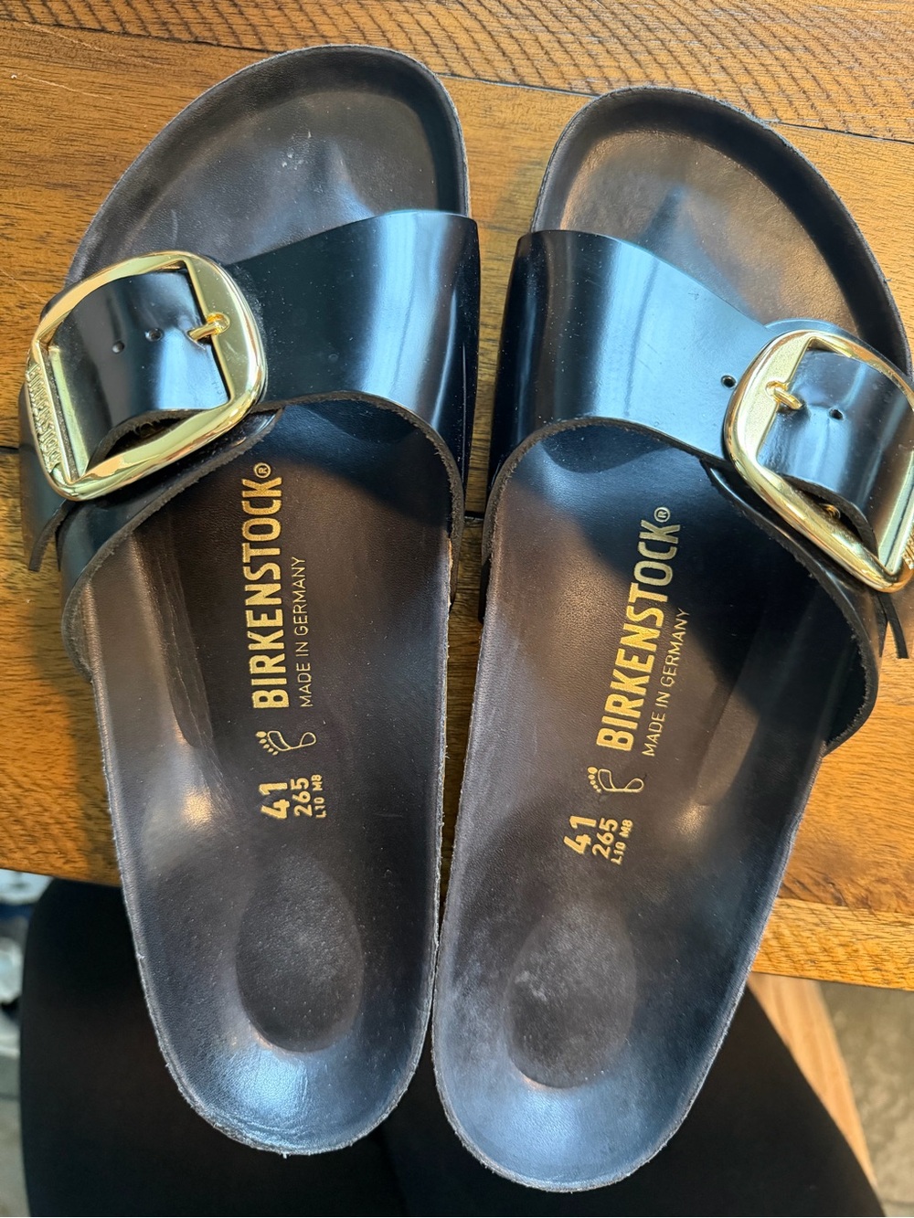 Birkenstock Madrid Big Buckle Black Leather Sandals – Size 41 / US 10-10.5